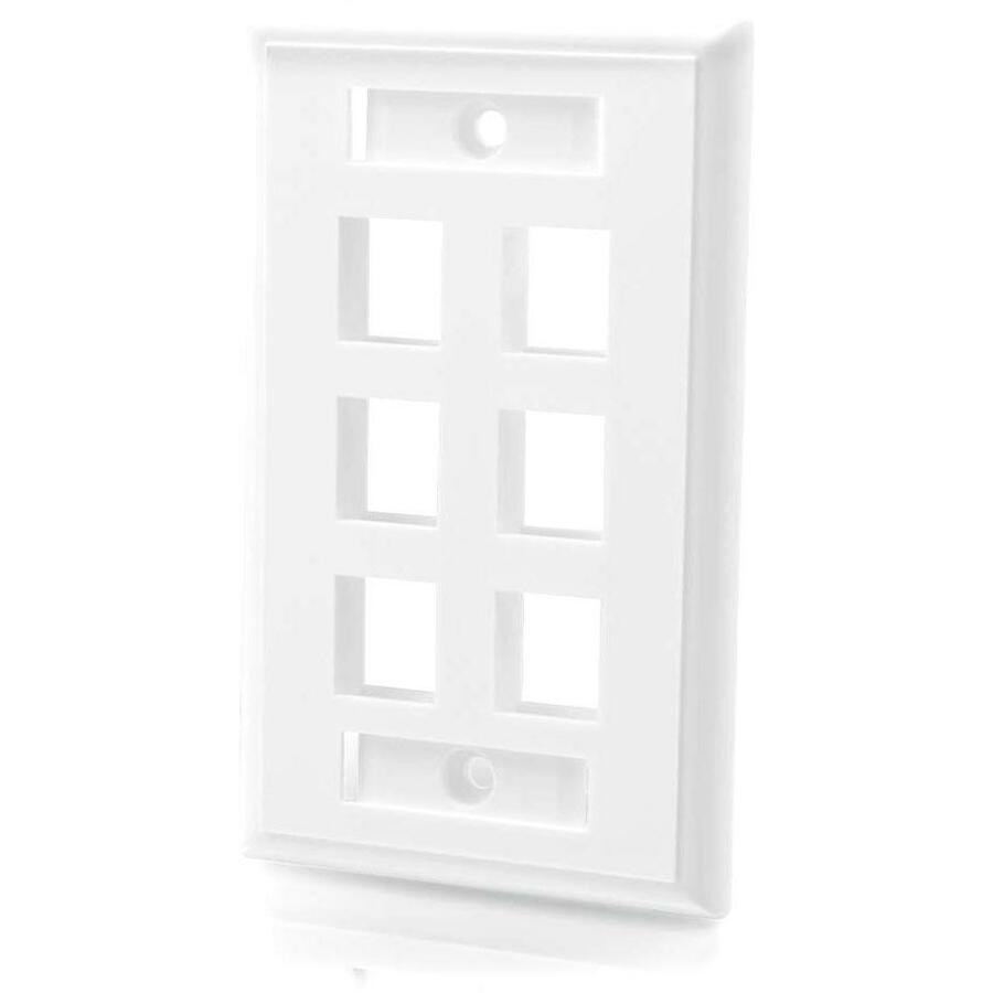 C2G 6-Port Single Gang Multimedia Keystone Wall Plate - White