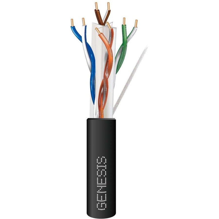 Genesis 51101008 CAT6 Direct Burial Cable, 24/4 Solid BC, Unshielded, UTP, Direct Burial, Sunlight Resistant, 1000' (304.8m), Reel, Black