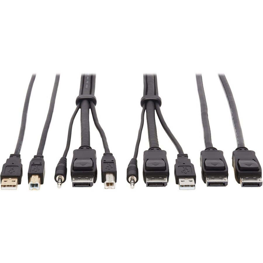 Eaton Tripp Lite Series DisplayPort KVM Cable Kit - DP, USB, 3.5 mm Audio (3xM/3xM) + USB (M/M) + DP (M/M), 4K, 6 ft. (1.83 m), Black