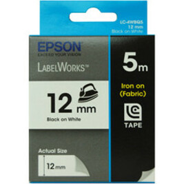 Epson Iron on 12mm Black on White 5 Meters