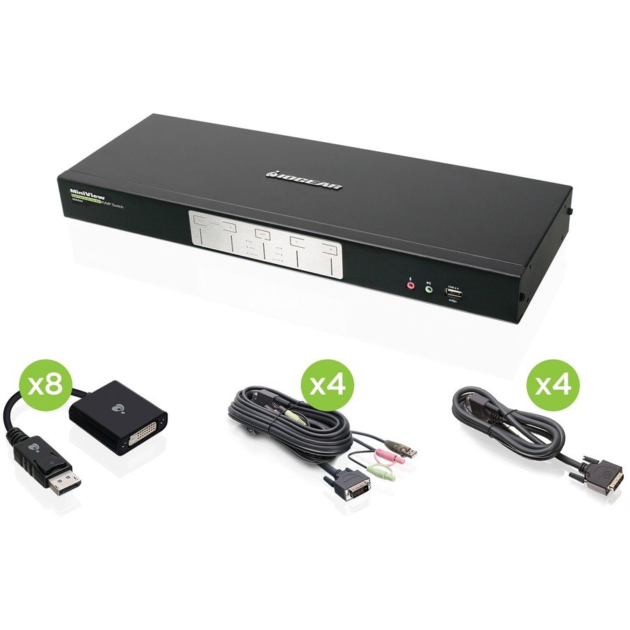 IOGEAR 4-Port Dual-Link Dual View DVI and DisplayPort KVMP Kit (TAA Compliant)