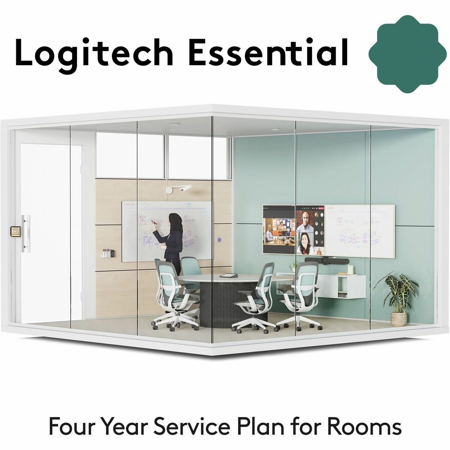 Logitech Essential Room Service Plan,Basic Support,Remote Ui,Room Booking Solution - 4YR