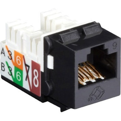 Black Box 25-PK Black Unshielded CAT6 Keystone Jack, 110 Punchdown, TAA