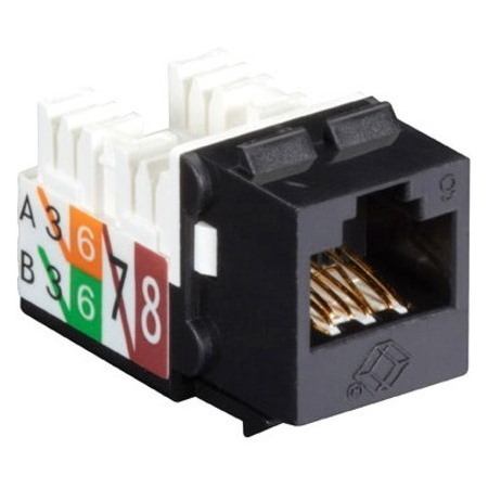 Black Box 25-PK Black Unshielded CAT6 Keystone Jack, 110 Punchdown, TAA