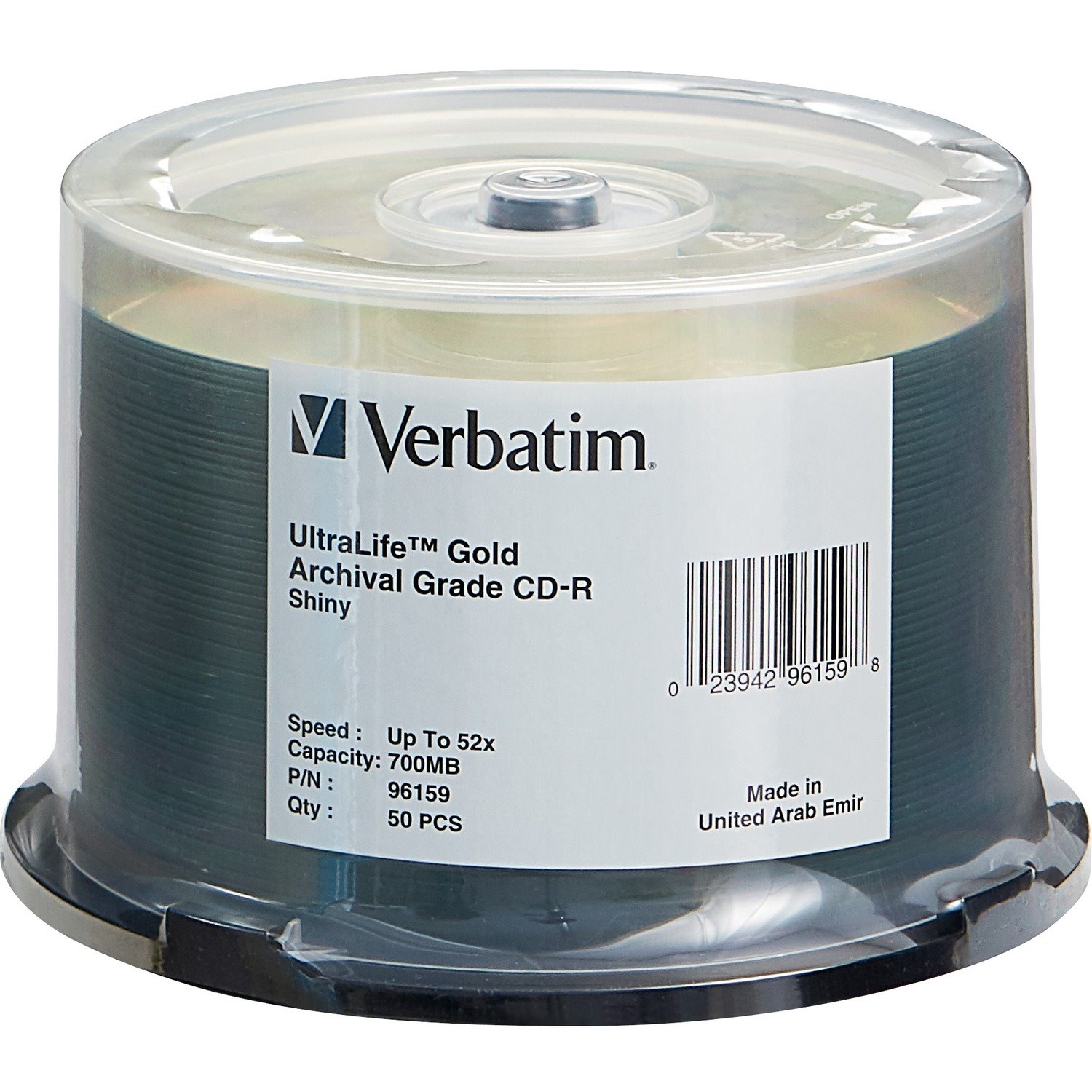 Verbatim CD-R 700MB 52X UltraLife Gold Archival Grade with Branded Surface - 50pk Spindle