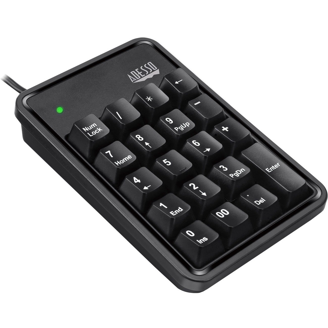 Adesso 19-Key Mechanical Keypad with 3-Port USB Hub