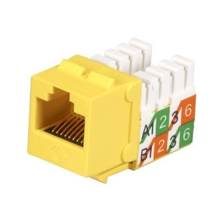 Black Box GigaBase2 CAT5e Jack with Universal Wiring, Yellow, 25-Pack