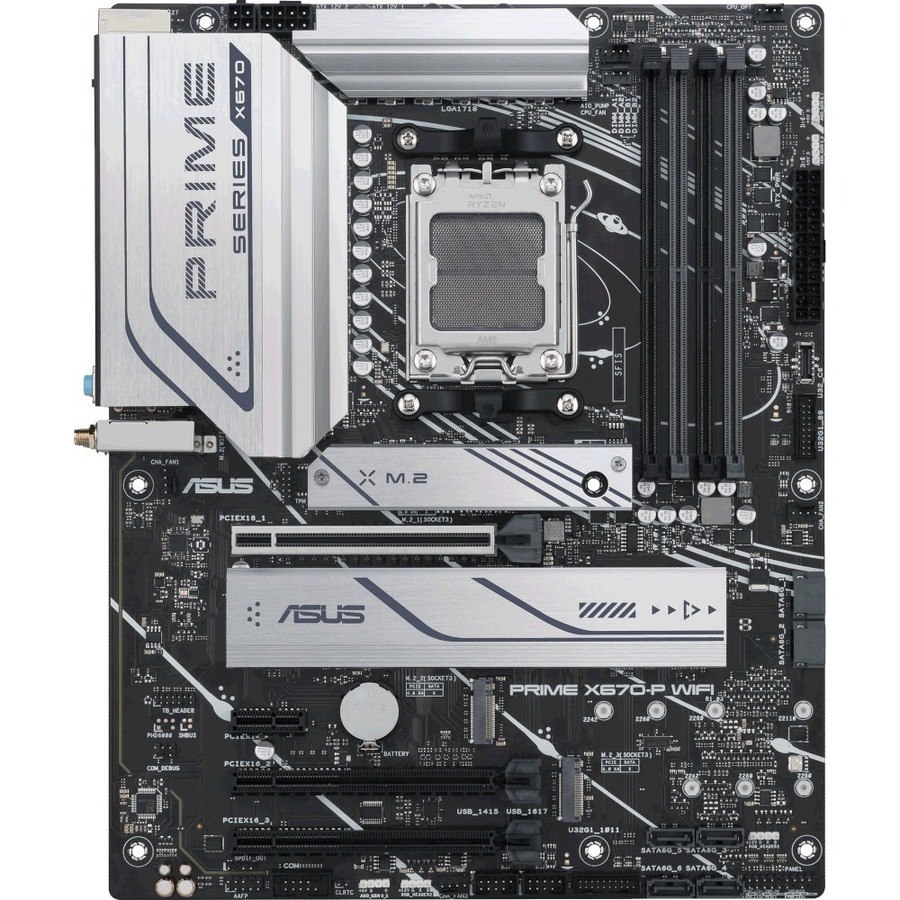 Asus Prime X670-P WIFI Desktop Motherboard - AMD X670 Chipset - Socket AM5 - ATX