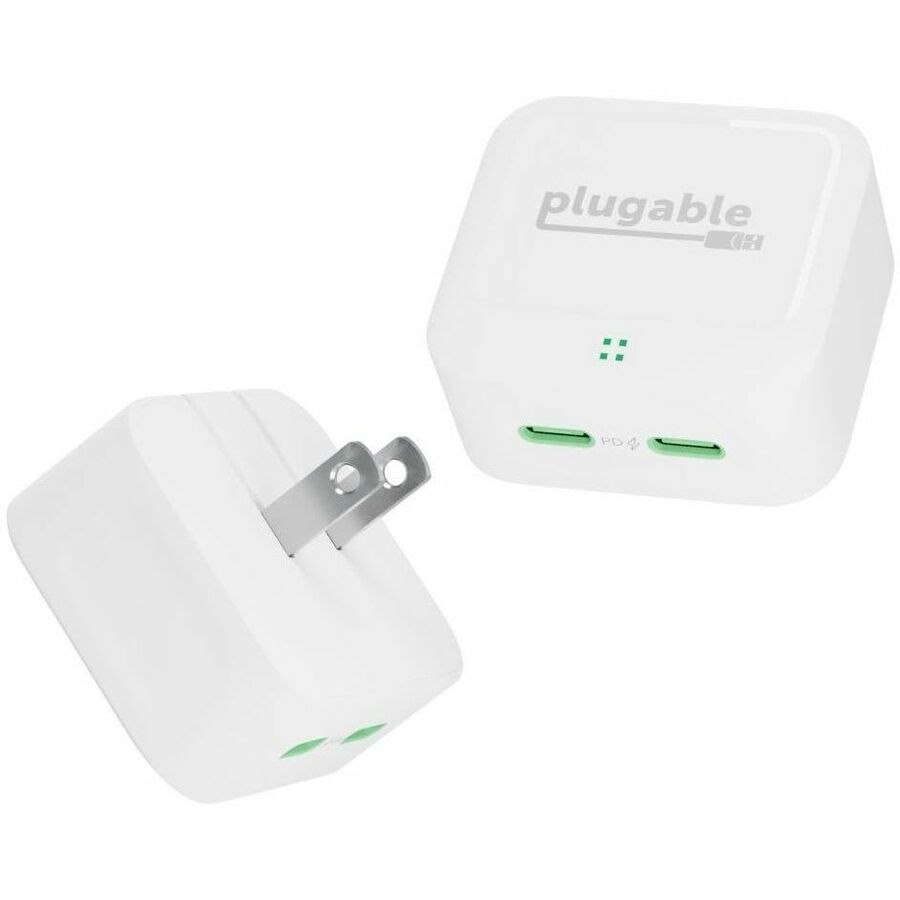 Plugable Dual USB C Charger Block, 40W Foldable 2-Port Fast Charging Flat USB C Wall Charger