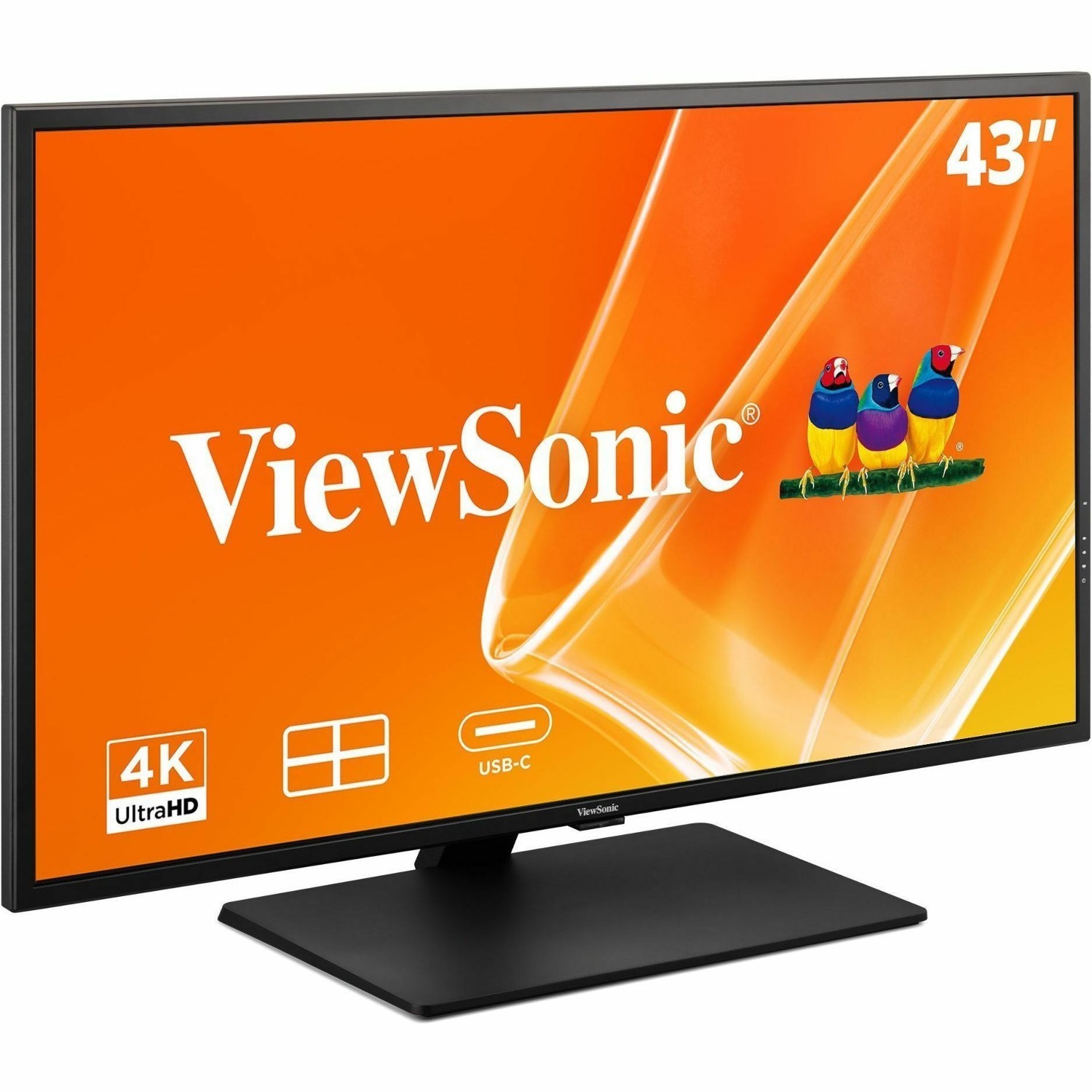 ViewSonic VX4381U-4K 43 Inch 4K Monitor, with HDR10 for Seamless Home and Office Entertainment, Multi-Picture Support for 4 Simultaneous Inputs, 65W USB-C, HDMI, and DisplayPort Inputs