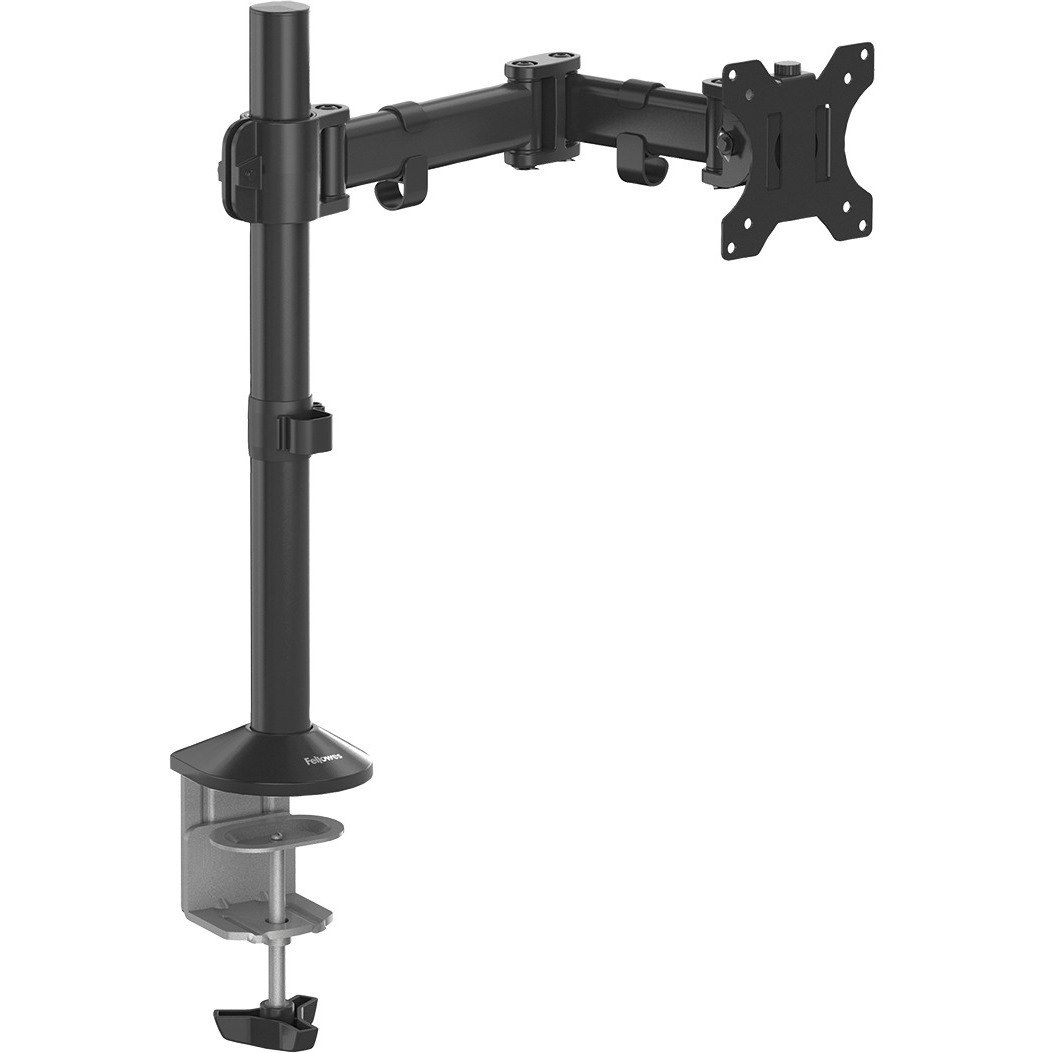 Fellowes Reflex Series Adjustable Monitor Arm for Desk, Supports 32-Inch Monitors, Ergonomic Single Monitor Stand with VESA Mount, Easy Setup with Grommet or Clamp