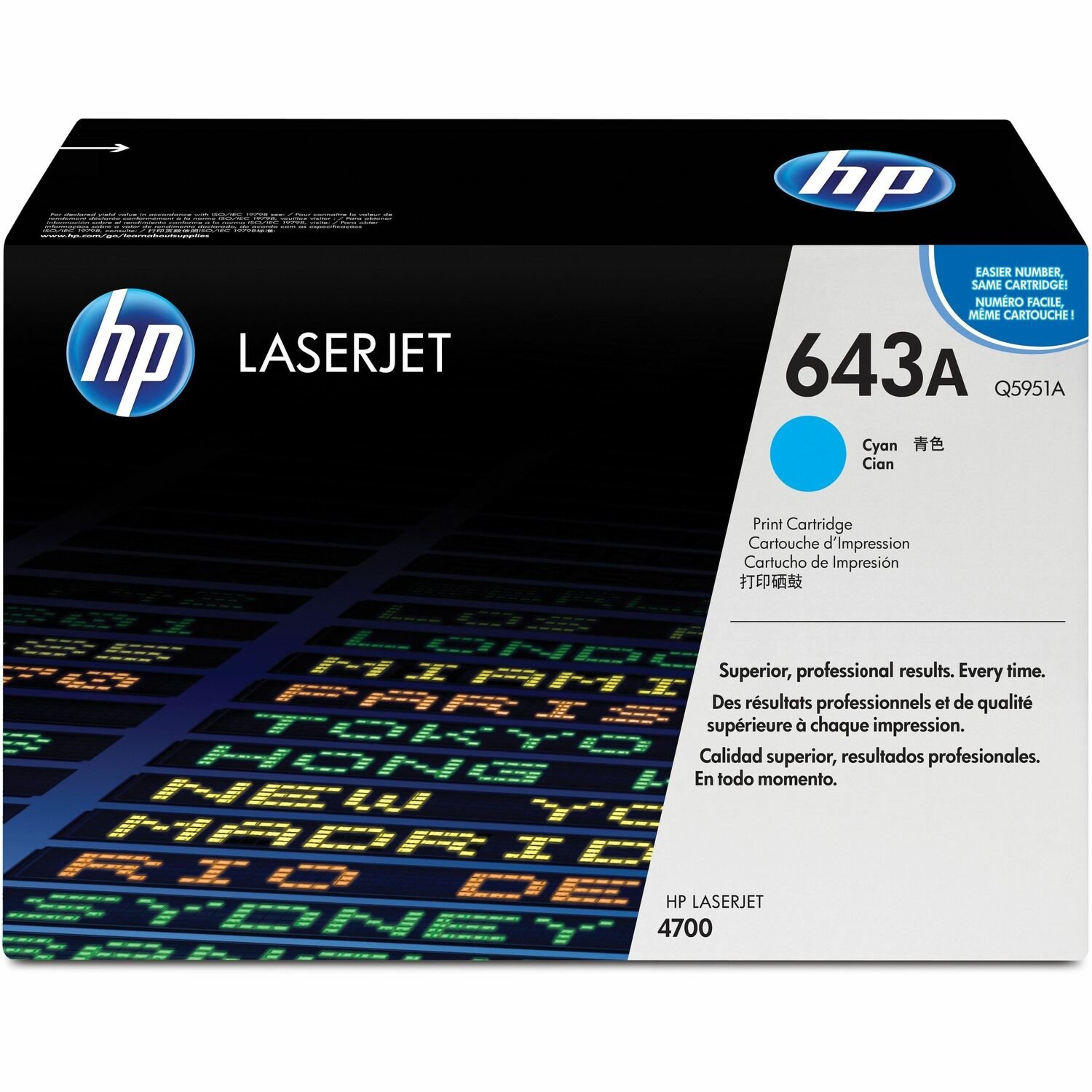 HP 643A (Q5951A) Origineel Standaard Rendement Laser Tonercartridge - Enkelstuksverpakking - Cyaan - 1 Stuk