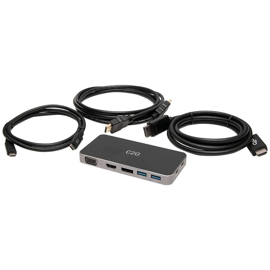 C2G Dual Monitor Docking Station Kit - Includes USB C Docking Station, 6ft HDMI Cable, and HDMI to DP Cables