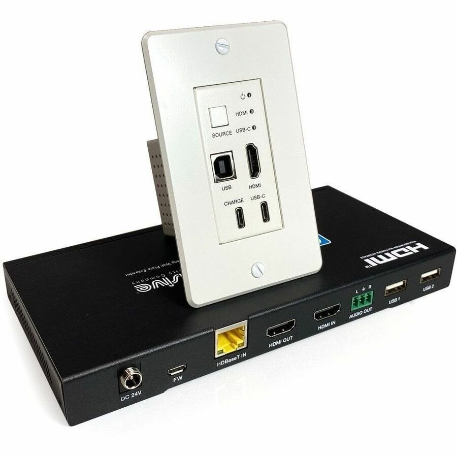 Comprehensive Pro AV/IT Integrator Series HDBaseT 4K60 HDMI, USB-C, USB 2.0, Audio over CATx Single Gang Wall Plate Extender TX/RX Kit up to 230ft