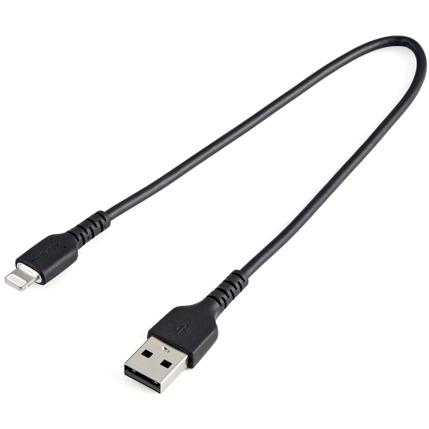 STARTECH 0.3M USB-A TO LIGHTNING CABLE, RUGGED, BLACK, 2YR