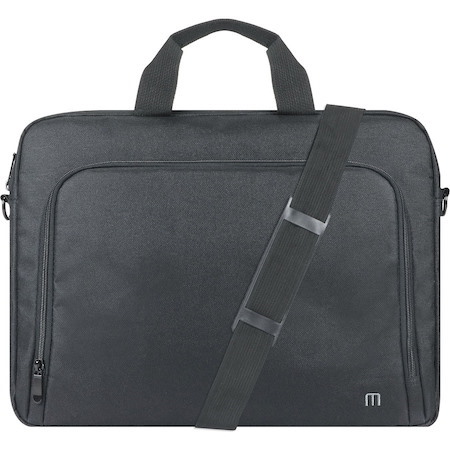 This computer briefcase includes a laptop compartment, a front accessories pocket and a shoulder strap to facilitate your trips.
