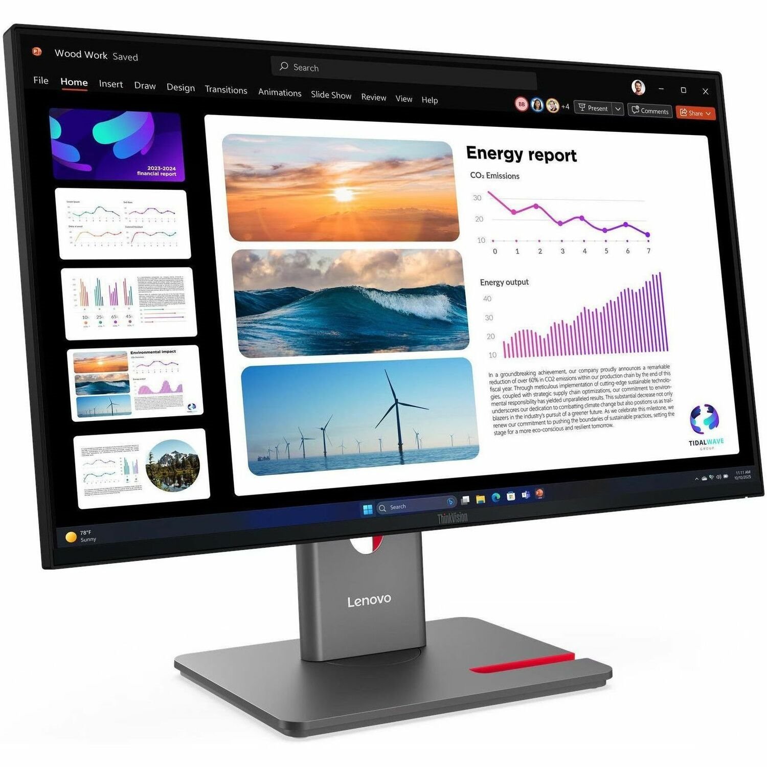 Lenovo ThinkVision P24Q-40 24" Class WQHD LED Monitor - 16:9 - Raven Black