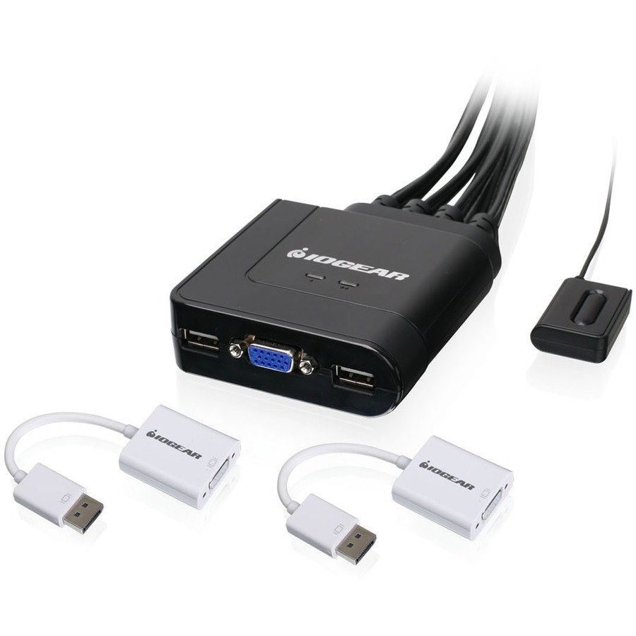 IOGEAR 2-Port USB VGA Cable KVM with DisplayPort Adapters