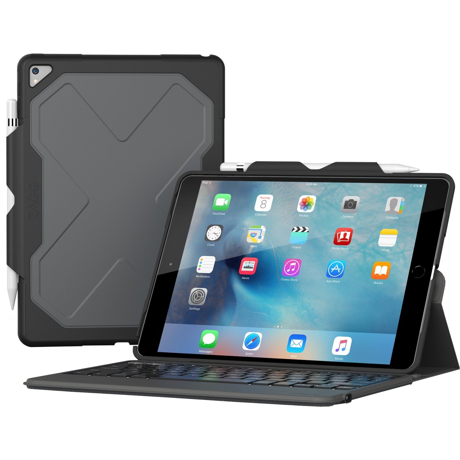 ZAGG Rugged Messenger Keyboard/Cover Case (Folio) for 10.5" Apple iPad Pro Tablet - English Keyboard - Black