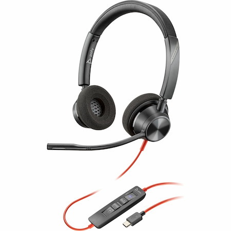 Poly Blackwire 3320 Wired On-ear, Over-the-head Stereo Headset - Black