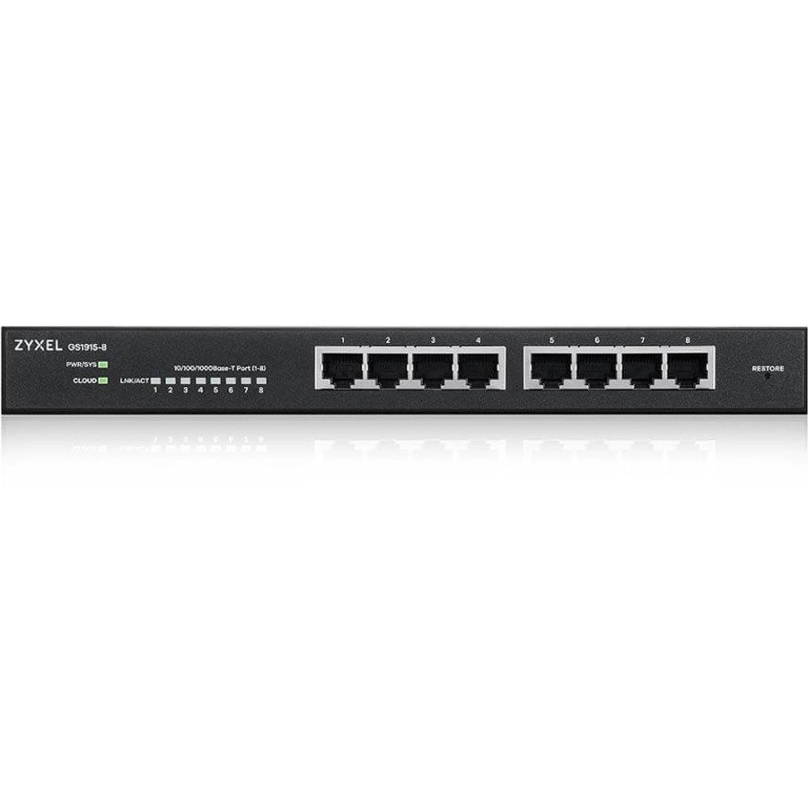 ZYXEL GS1915-8 8-Port Gigabit Smart Nebula Cloud Managed Switch (Compact Design) | Fanless