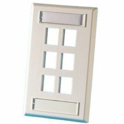 Ortronics Single Gang Keystone Faceplate, 6 Port, Cloud White