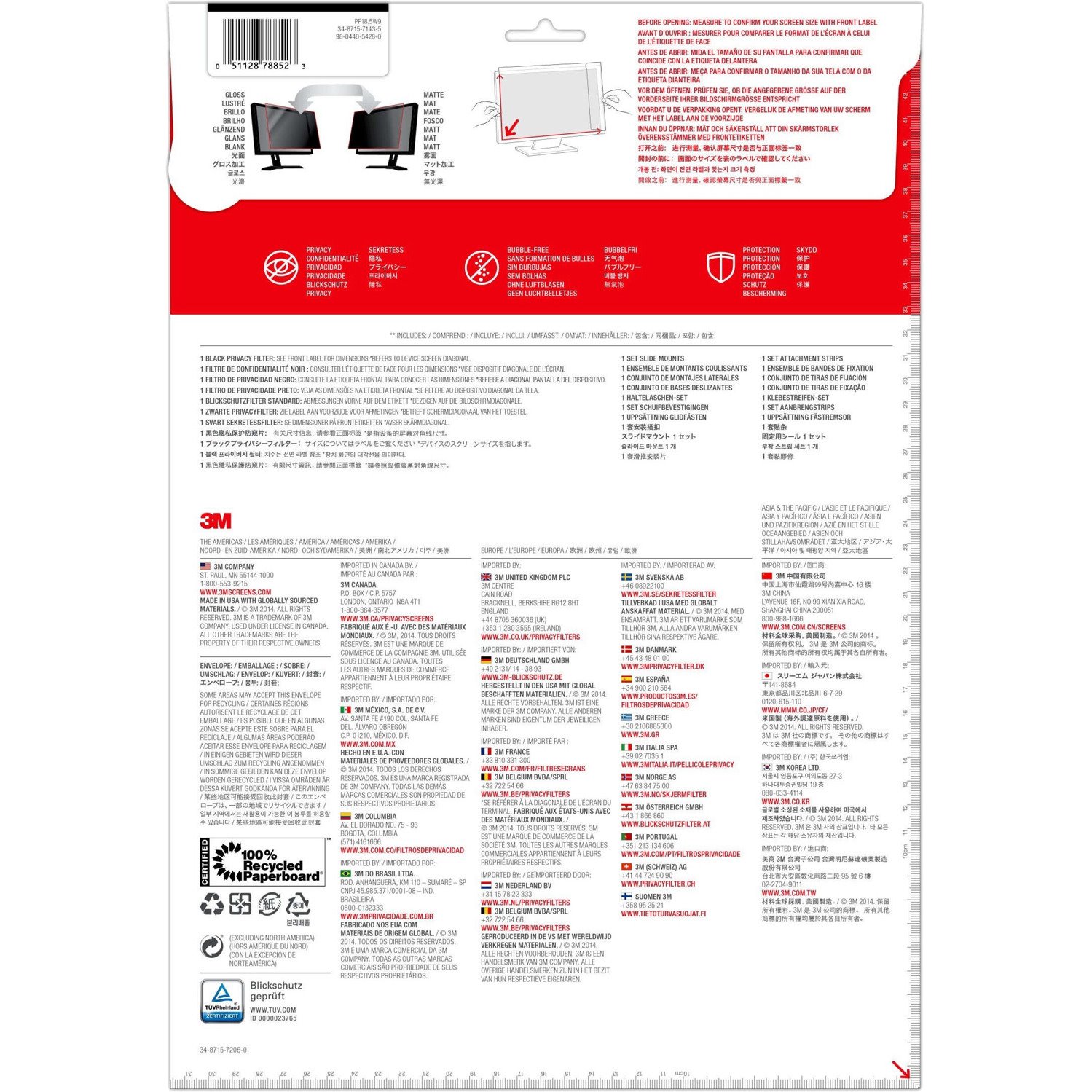 3M Anti-glare Privacy Screen Filter - Black, Matte - 1 Each