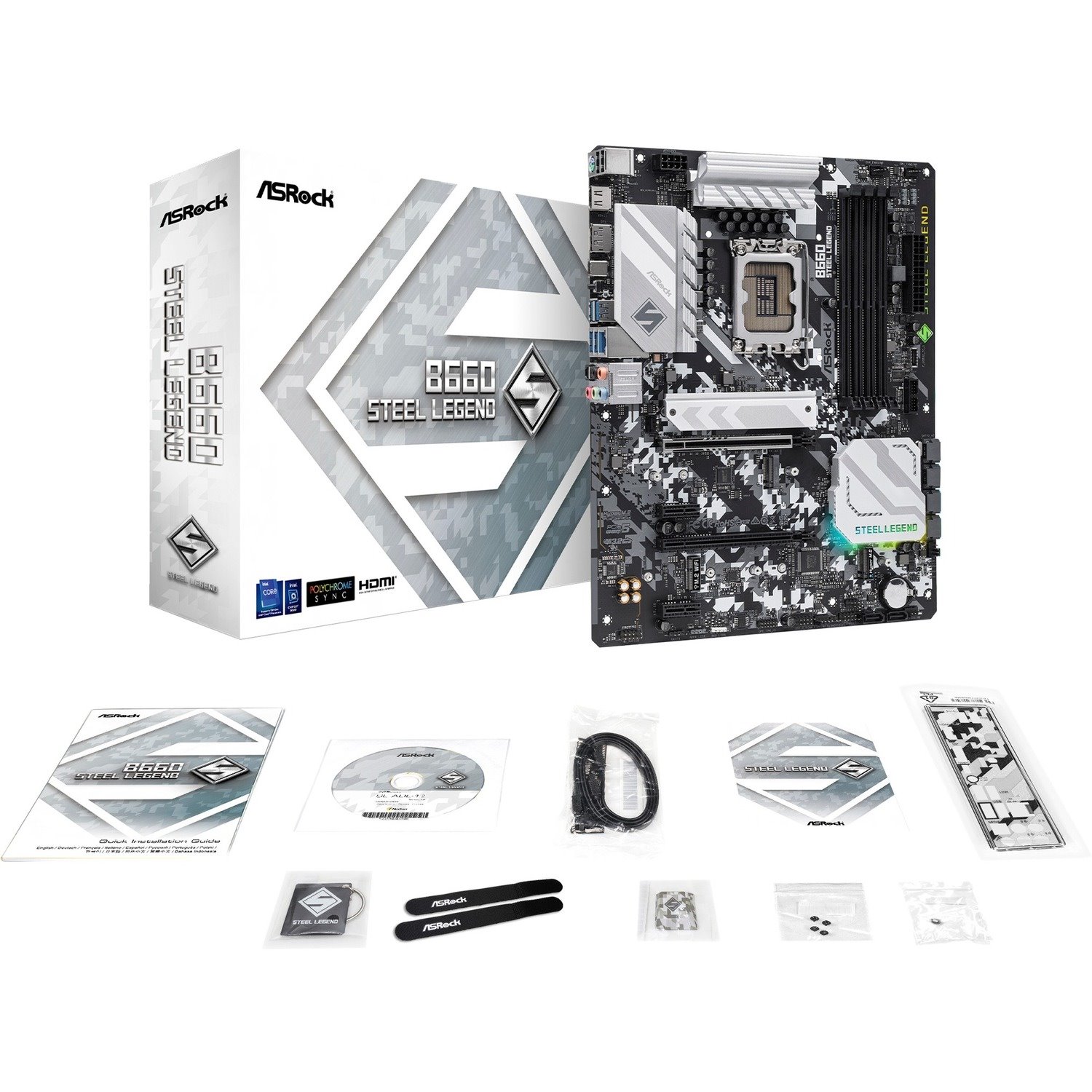 ASRock B660 Steel Legend Desktop moederbord - Intel B660 chipset - Stekker LGA-1700 - Intel Optane-geheugen ready - Micro ATX