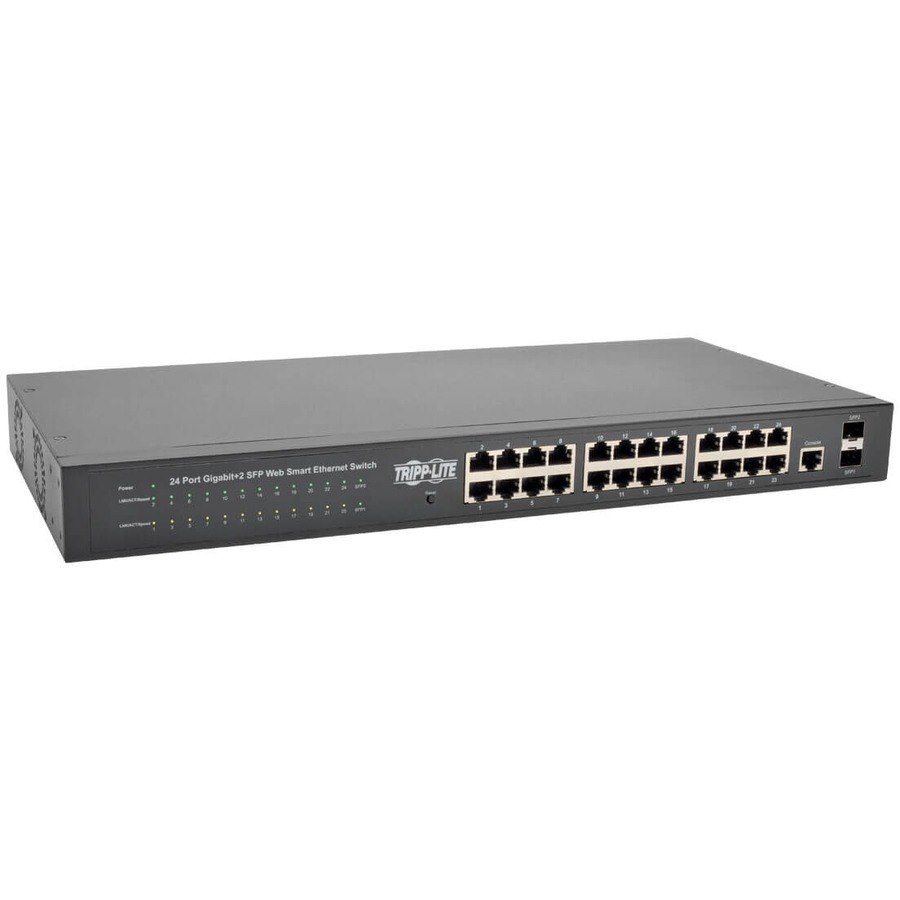 Eaton Tripp Lite Series 24 10/100/1000Mbps Port Gigabit L2 Web-Smart Managed Switch, 2 Dedicated Gigabit SFP Slots, 52 Gbps, Web Interface