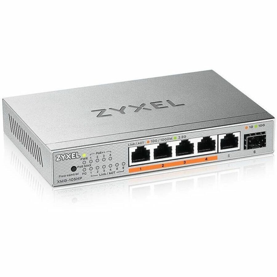 ZYXEL XMG-100 XMG-105HP 5 Poorten Ethernetswitch - 2.5 Gigabit Ethernet, Gigabit Ethernet, 10Gigabit Ethernet - 1000Base-X, 10GBase-X, 2.5GBase-T - Zilver