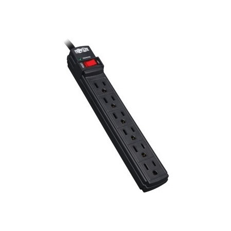 Eaton Tripp Lite Series Protect It! 6-Outlet Surge Protector, 6 ft. Cord, 360 Joules, Diagnostic LED, Black Housing