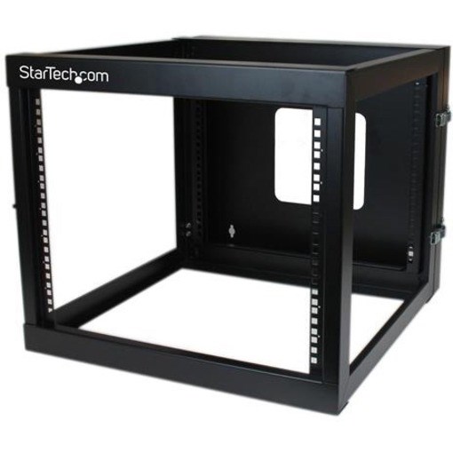 StarTech.com 4-Post 8U Hinged Wall-Mount Network Rack, 19" Open Frame Server Rack, Wall Mount Data Rack for IT Computer Equipment, TAA~