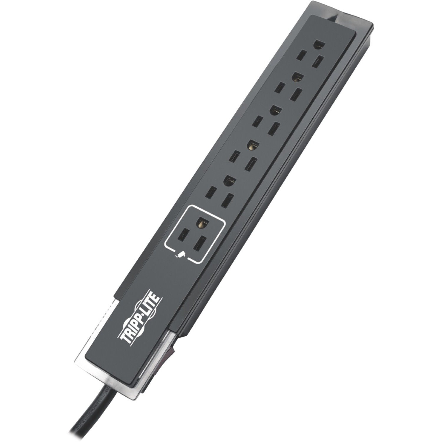 Tripp Lite by Eaton Protect It! 6-Outlet Surge Protector, Right-Angle Plug, Side-Mount Switch, 1440 Joules, Tel/Modem Protection, 6 ft. (1.8 m) Cord, Black