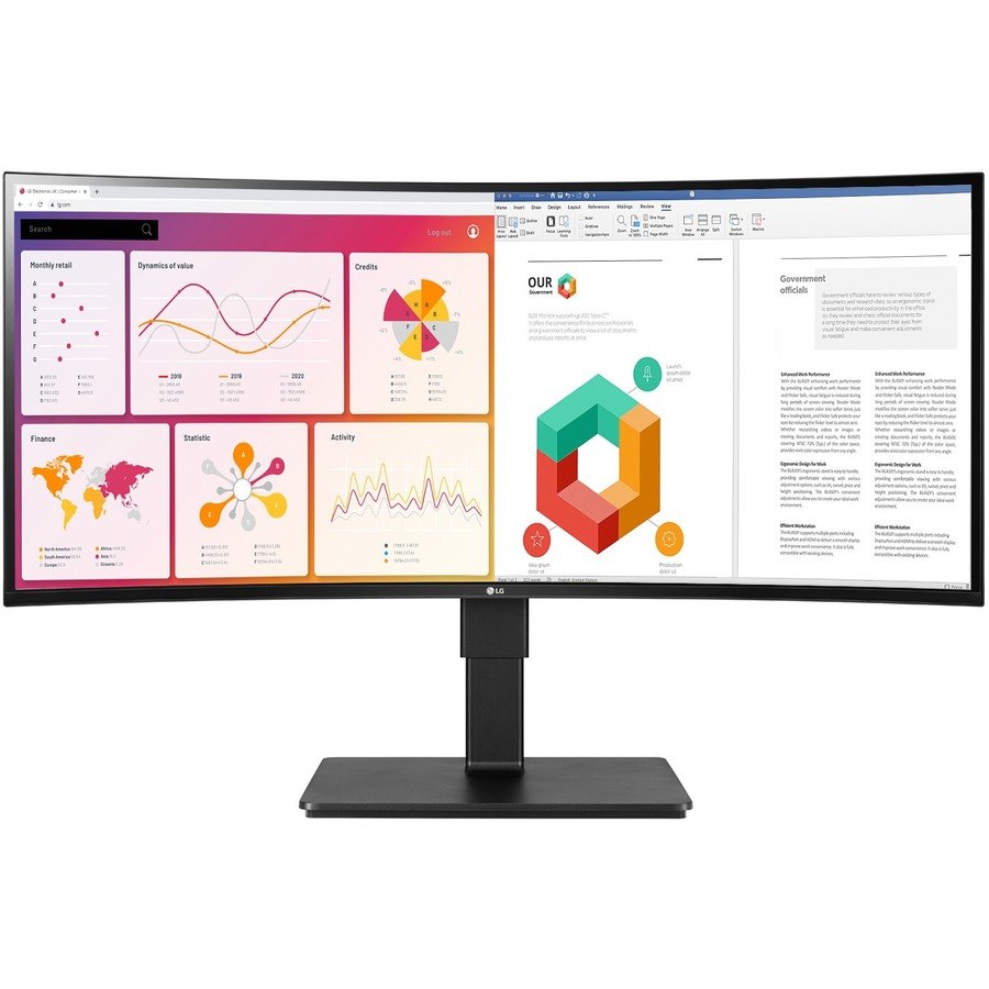 LG Ultrawide 34BN77C-B 34" Class UWQHD Curved Screen LCD Monitor - 21:9 - Glossy Black, Textured Black - TAA Compliant