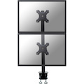 Newstar Tilt/Turn/Rotate Dual Desk Mount (clamp) for two 10-27" Monitor Screens ONE ABOVE OTHER, Height Adjustable - Black