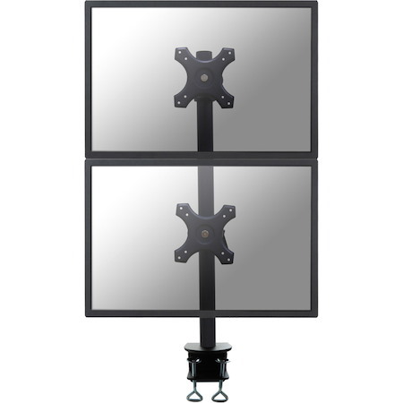 Newstar Tilt/Turn/Rotate Dual Desk Mount (clamp) for two 10-27" Monitor Screens ONE ABOVE OTHER, Height Adjustable - Black