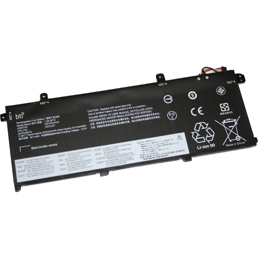 BTI L18L3P73-BTI 11.55V 51WHR LI-ION BATTERY 02DL007, 5B10W13877, 5B10W13908, 5B10W51829, L18L3P73, SB10K97645, SB10T83122, 02DL008, 5B10W13905, 5B10W13954, 5B10W51830, L18M3P73, SB10K97646, SB10T83197, 02DL009, 5B10W13906, 5B10W51826, L18C3P71, L18M4P73, SB10K97647, 02DL010, 5B10W13907, 5B10W51827, L18C3P72, L18M4P74, SB10K97648 THINKPAD P14S, THINKPAD T14 GEN1, THINKPAD P43S, THINKPAD T14 GEN2, THINKPAD P43S 20RH, THINKPAD T490, THINKPAD T14, THINKPAD T495