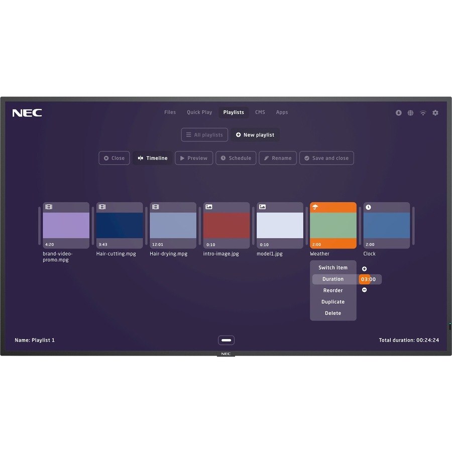 NEC Display MultiSync M651-MPi4 65" LCD Digital Signage Display - 24 Hours/7 Days Operation - Energy Star