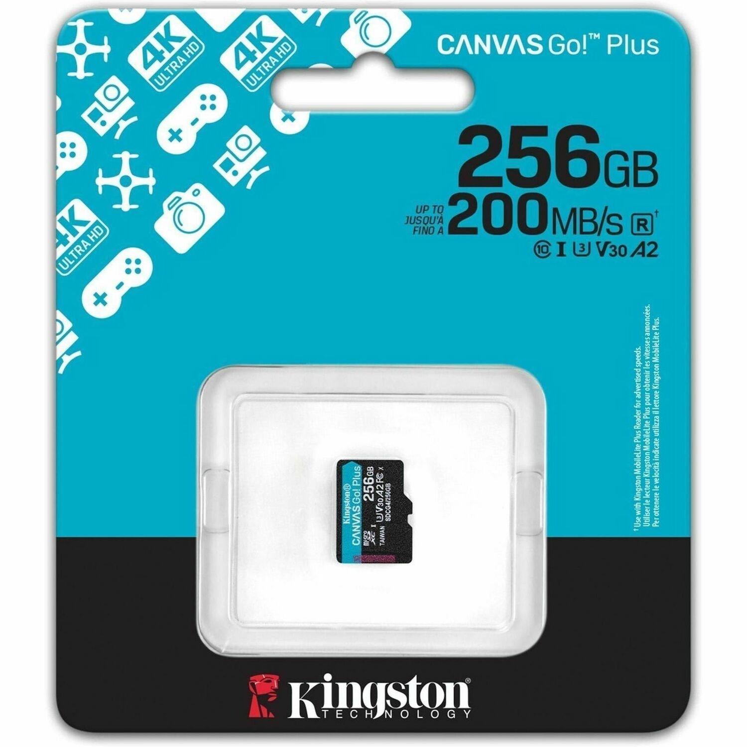 Kingston Canvas Go! Plus 256 GB Class 10/UHS-I (U3) V30 microSDXC - 1 Pack