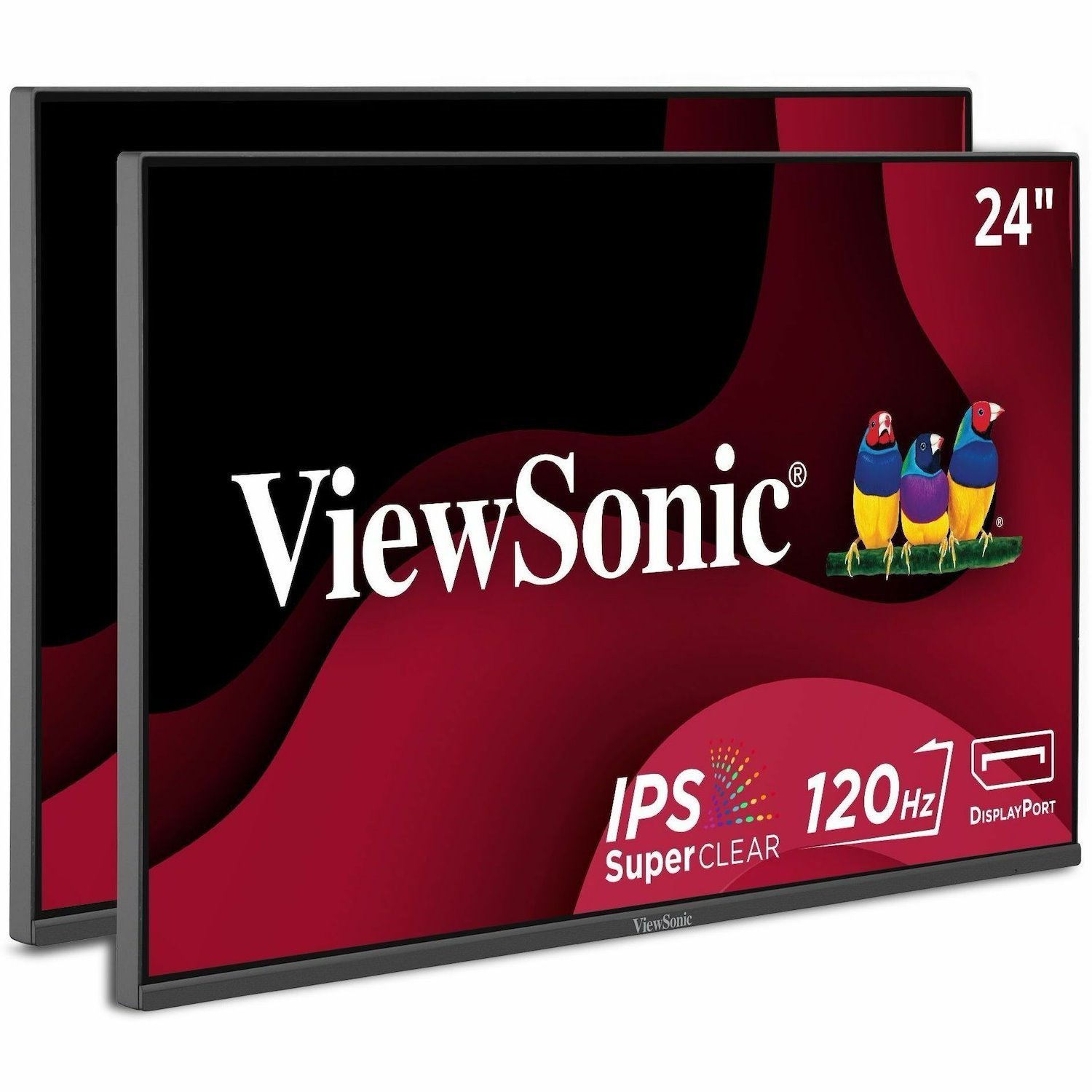 ViewSonic VA2456A-MHD_H2 Dual Monitor Pack Head-Only 1080p IPS Frameless Monitors with 120Hz, Eye Care, VESA Mountable, HDMI, DisplayPort and VGA Inputs for Home and Office