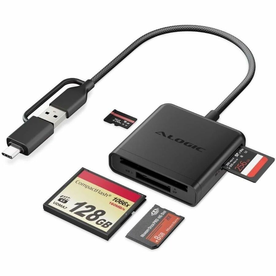 Alogic Flash Maxi 4 Slot(s) 4-in-1 Flash Reader - USB Type A, USB Type C - 1
