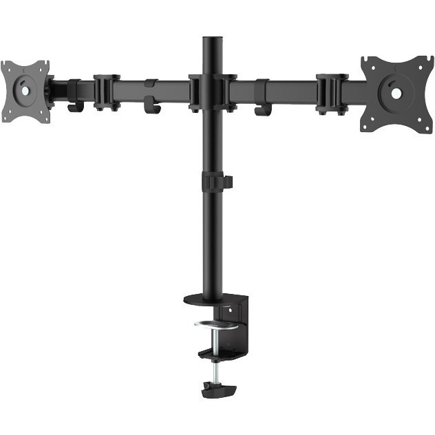 Newstar Full Motion Dual Desk Mount (clamp & grommet) for two 10-27" Monitor Screens, Height Adjustable - Black