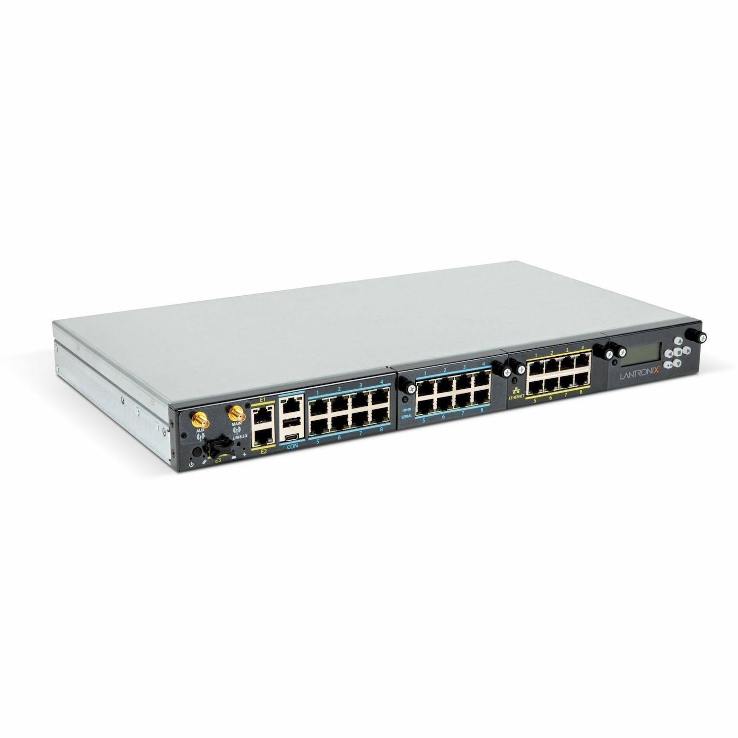 LM83X Console Server with 72 total serial ports & LCD card, dual DC power