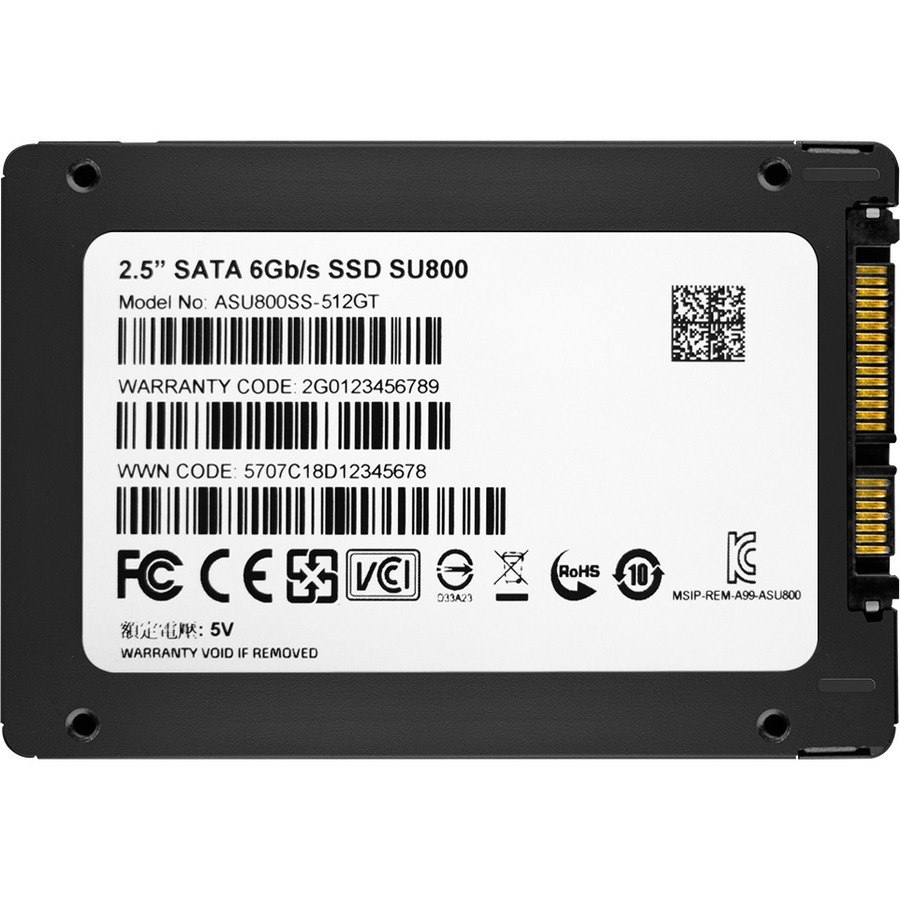 Adata Ultimate SU800 512 GB Solid State Drive - 2.5" Internal - SATA (SATA/600) - Black