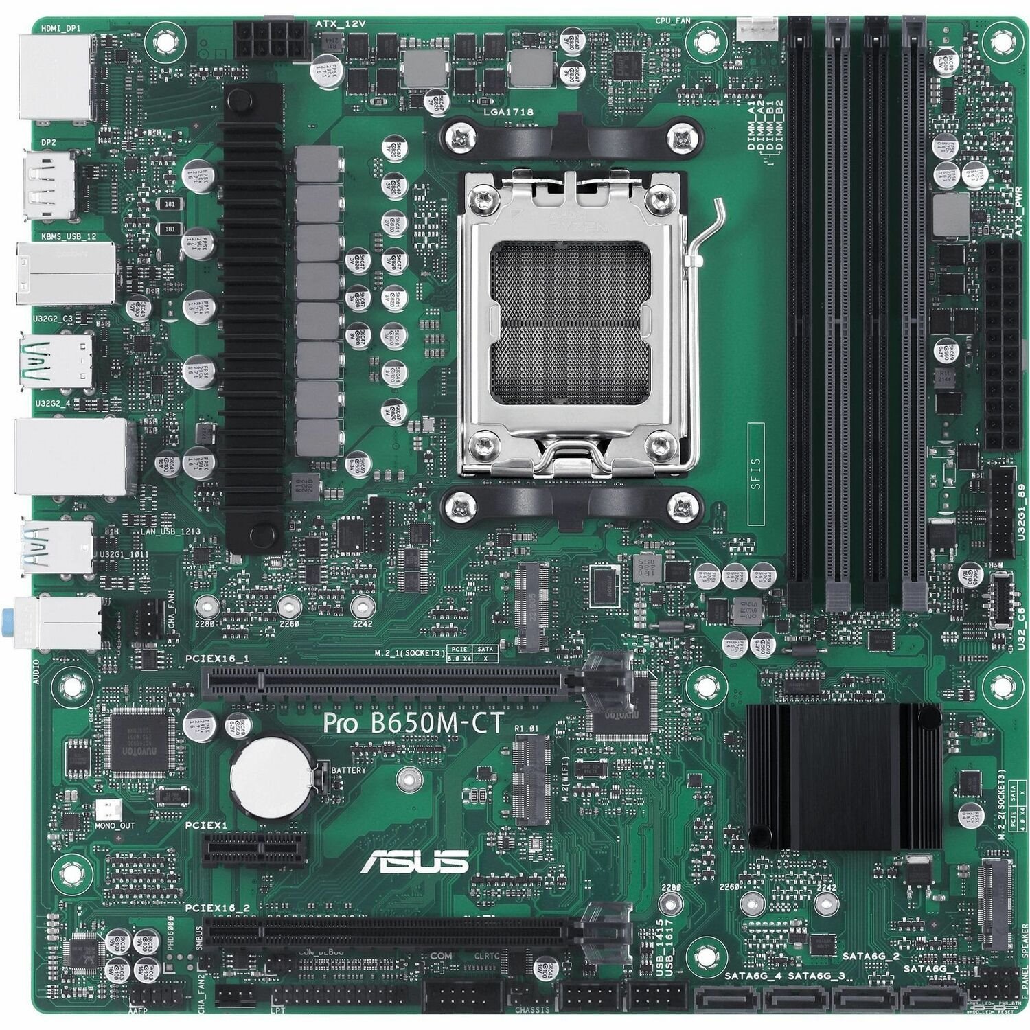 Asus Pro Pro B650M-CT-CSM Desktop Motherboard - AMD B650 Chipset - Socket AM5 - Micro ATX