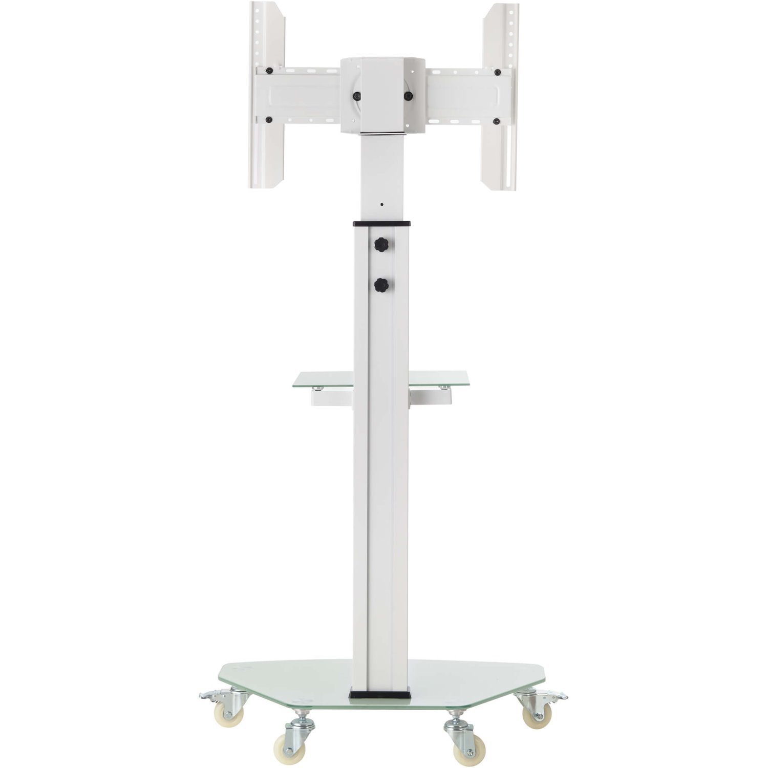 Eaton Tripp Lite Series Premier Rolling TV Cart for 37" to 70" Displays, Frosted Glass Base and Shelf, Locking Casters, White