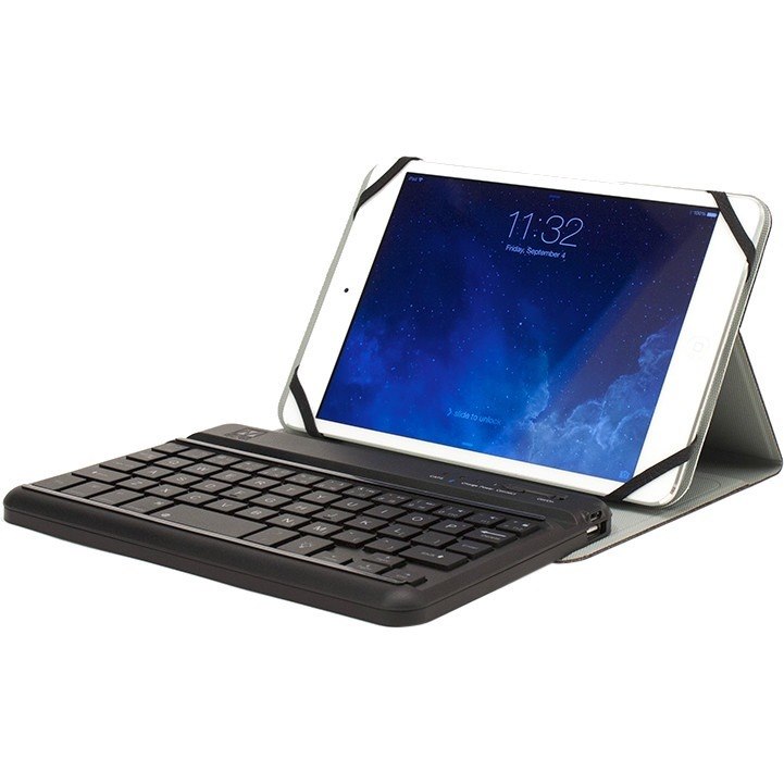 M-Edge Folio Power Pro Keyboard/Cover Case (Folio) for 8" Apple iPad mini 3, iPad mini, iPad mini 2 Tablet - Gray