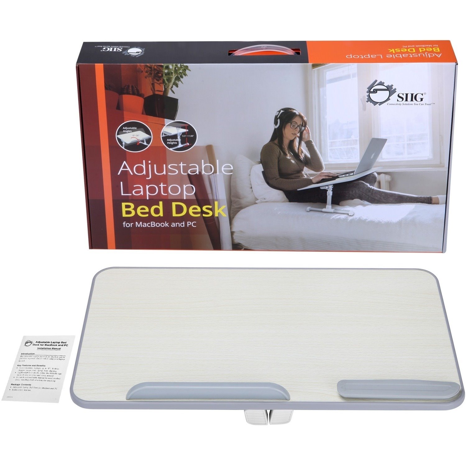 SIIG Adjustable Laptop Bed Desk for MacBook and PC