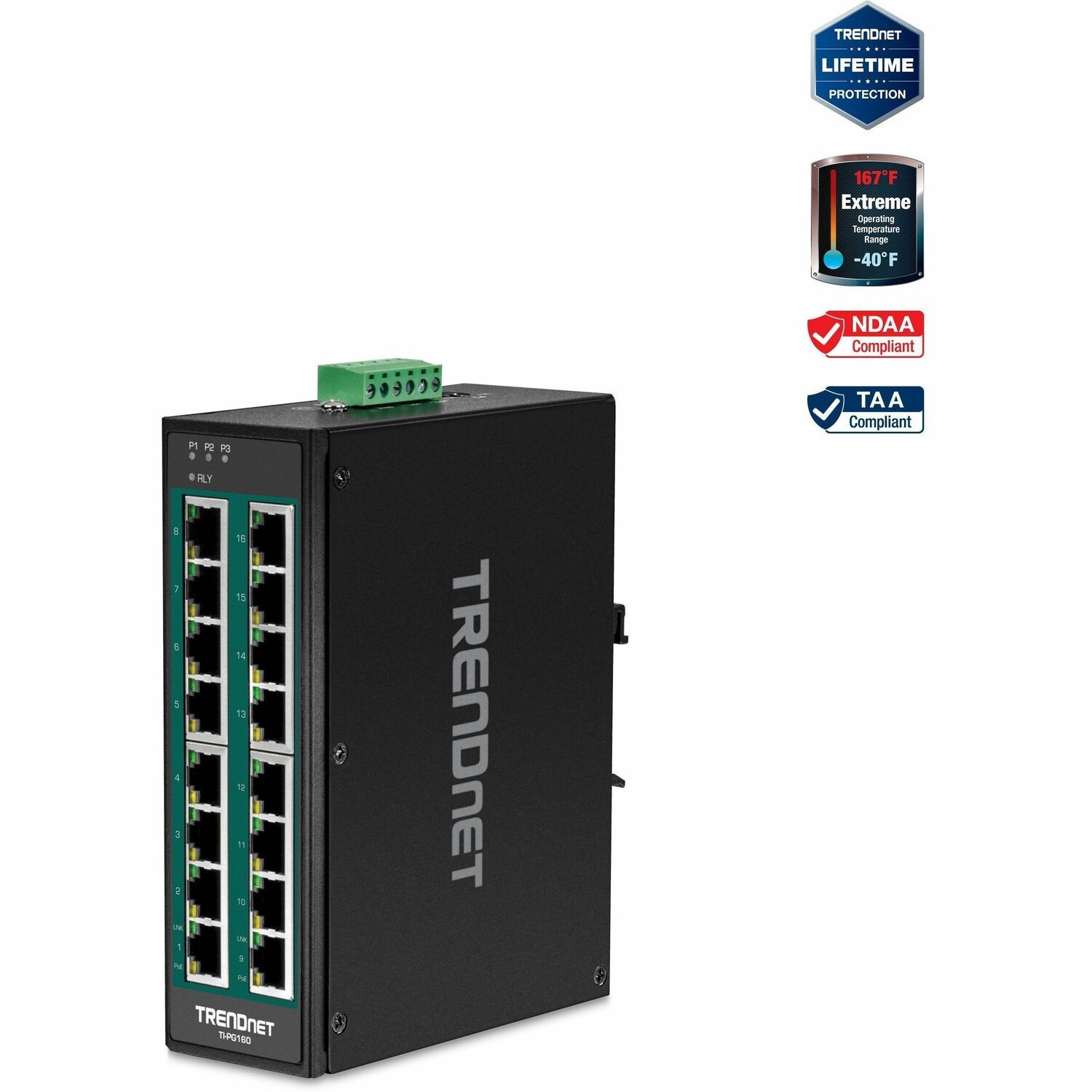 TRENDnet TI-PG160 16 Anschl&uuml;sse Ethernet-Switch - Gigabit-Ethernet - 1000Base-T - Neu - TAA-konform