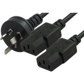 COMSOL 2MTR Y POWER SPLITTER CABLE 1 X 3PIN AUS(M) - 2 X IEC-C13(F)